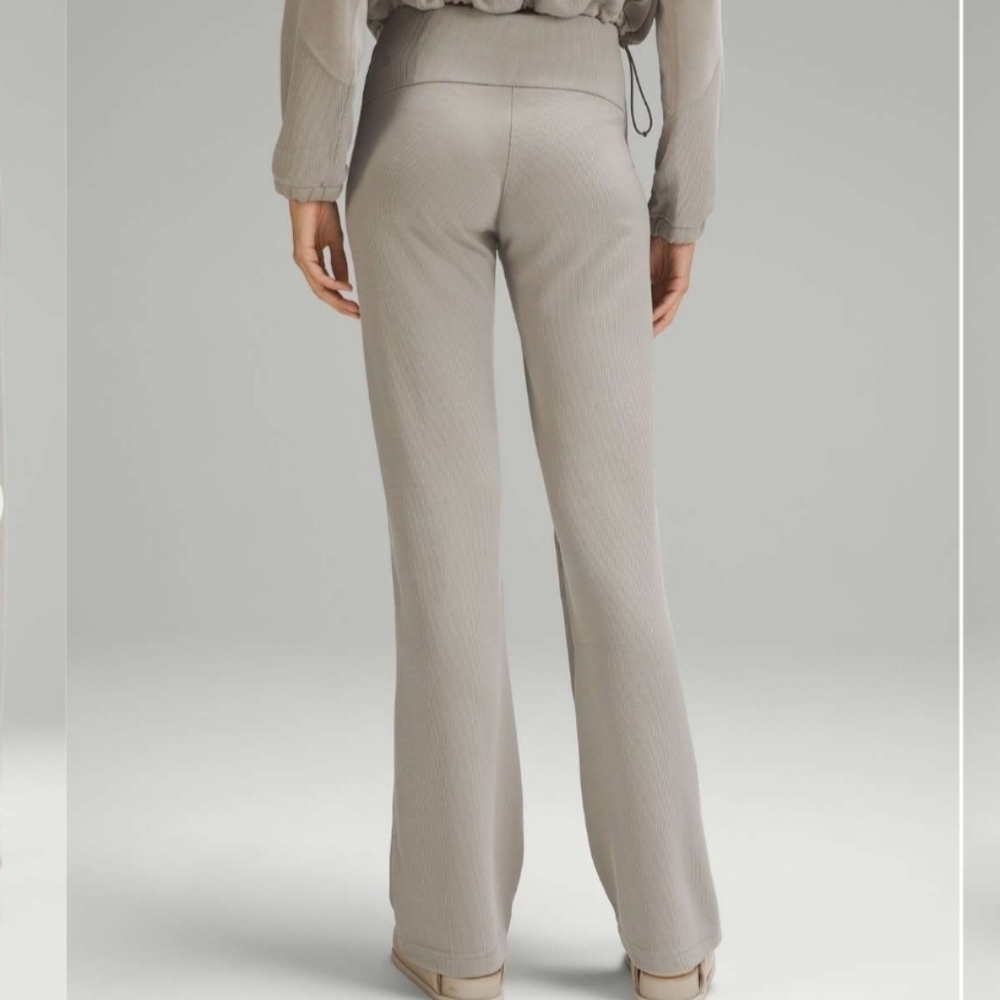 Lululemon Brushed Softstreme Ribbed Zip Flared Pants Riverstone Size 4